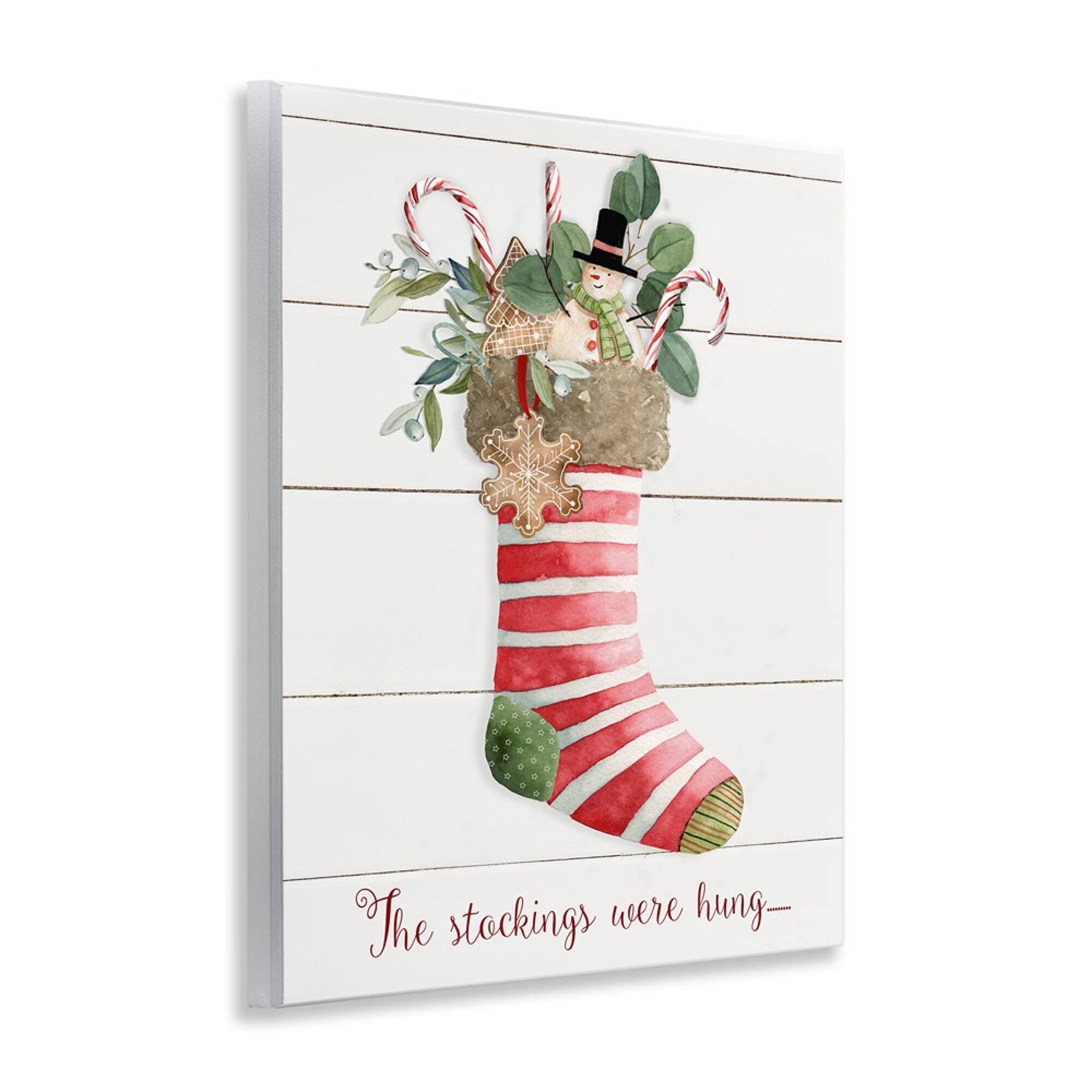 Stupell Industries 11" x 14" Striped Christmas Stocking Wall Plaque Design